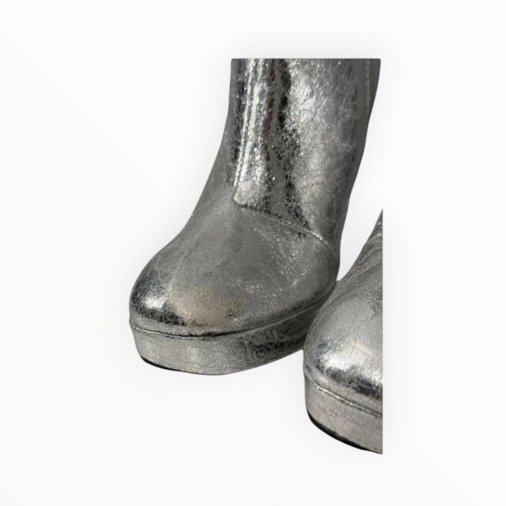 REPORT Joaquin Silver Metallic Platform Boots Women's Chunky Block Heel Sz 10 - Picture 9 of 9